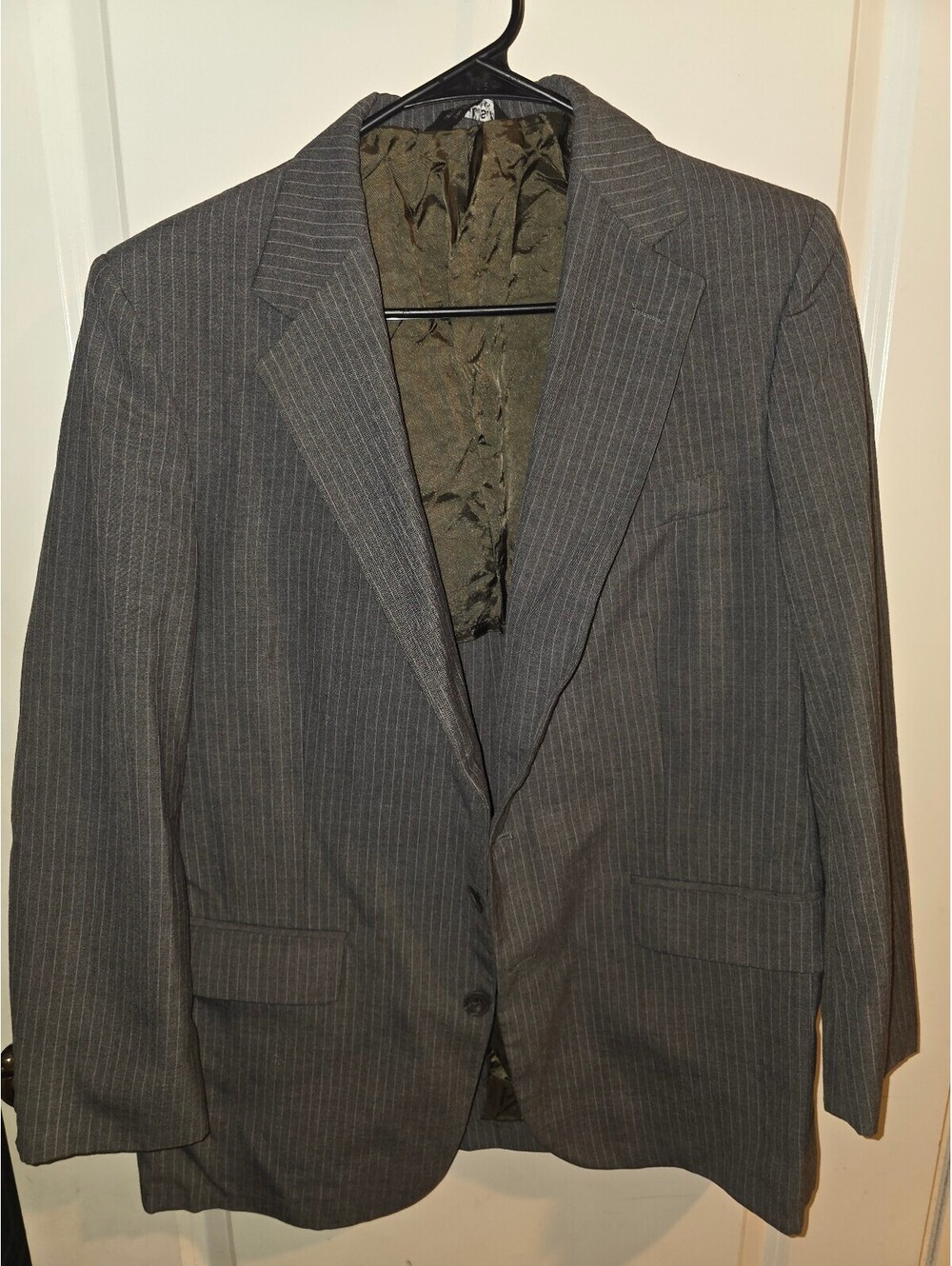 Botany 500 Couture Wool Blazer 36R Tan Beige/pin stripe 2 Button USA Union Made
